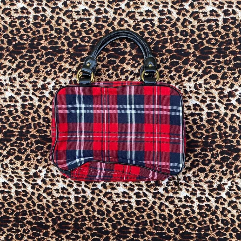Betsey Johnson y2k plaid makeup bag - Picture 3 of 8